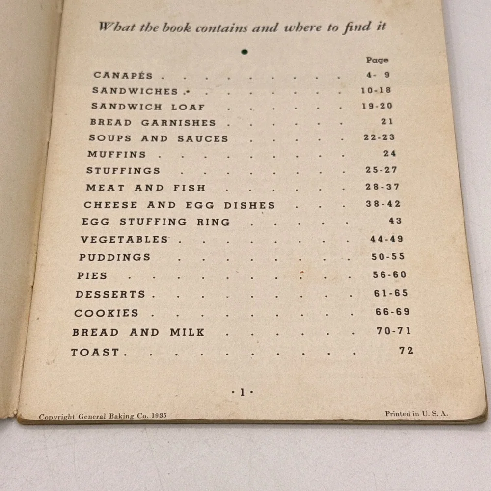 Bond Bread Cook Book Green 1935 Vintage Recipe Booklet Advertising Ephemera